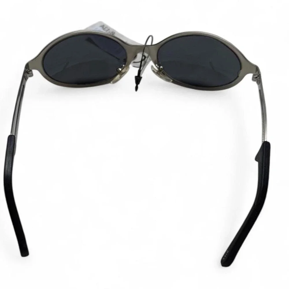 Vintage 90s Cyber Oval Sunglasses | Stepped Wire Frame Matrix Shades